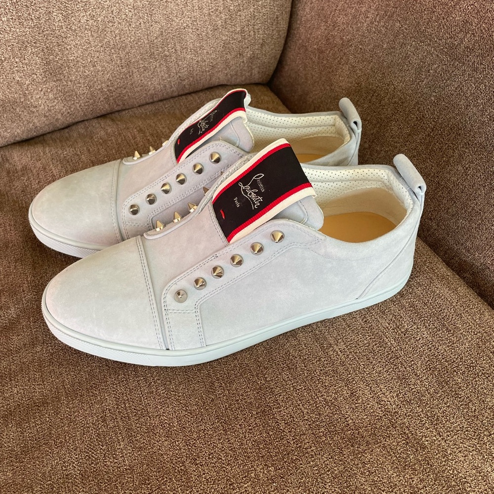 Christian Louboutin blue suede sneakers